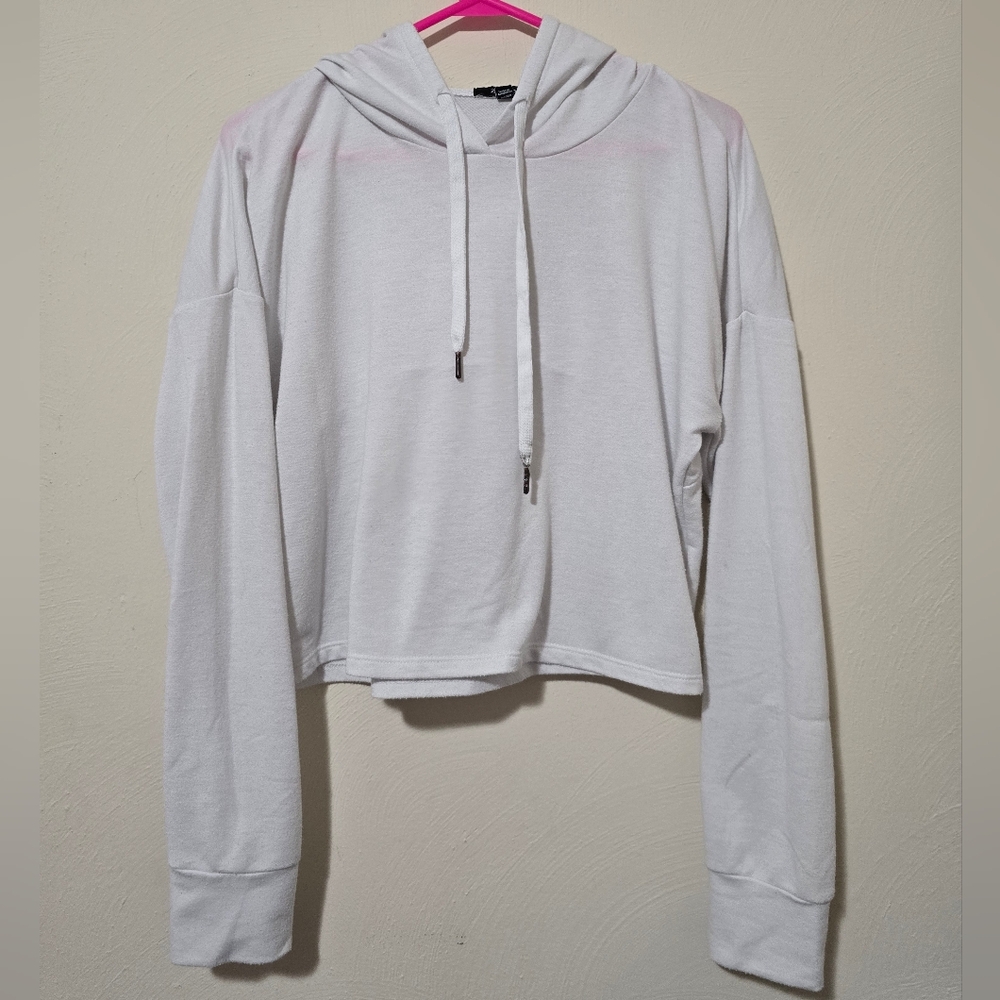 White Cropped Hoodie
